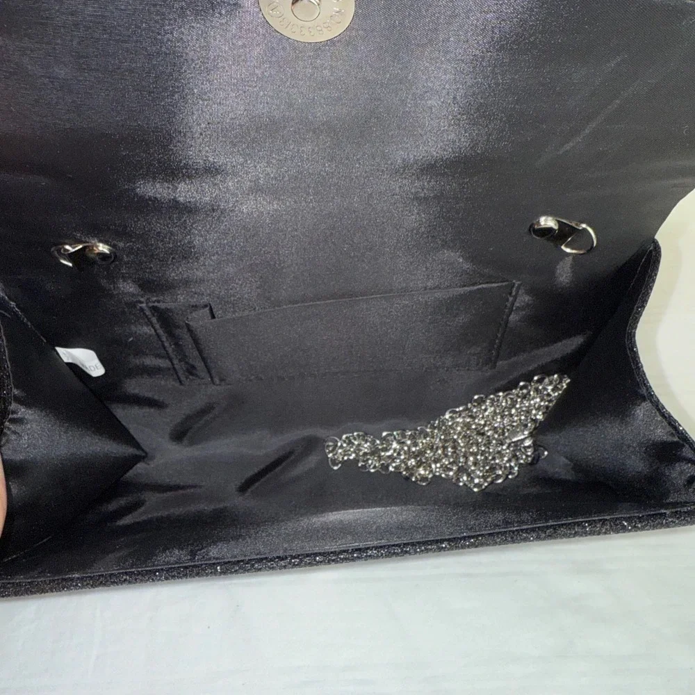 Elegant Black Beaded Rhinestone Evening Clutch Bag‎ Party Purse